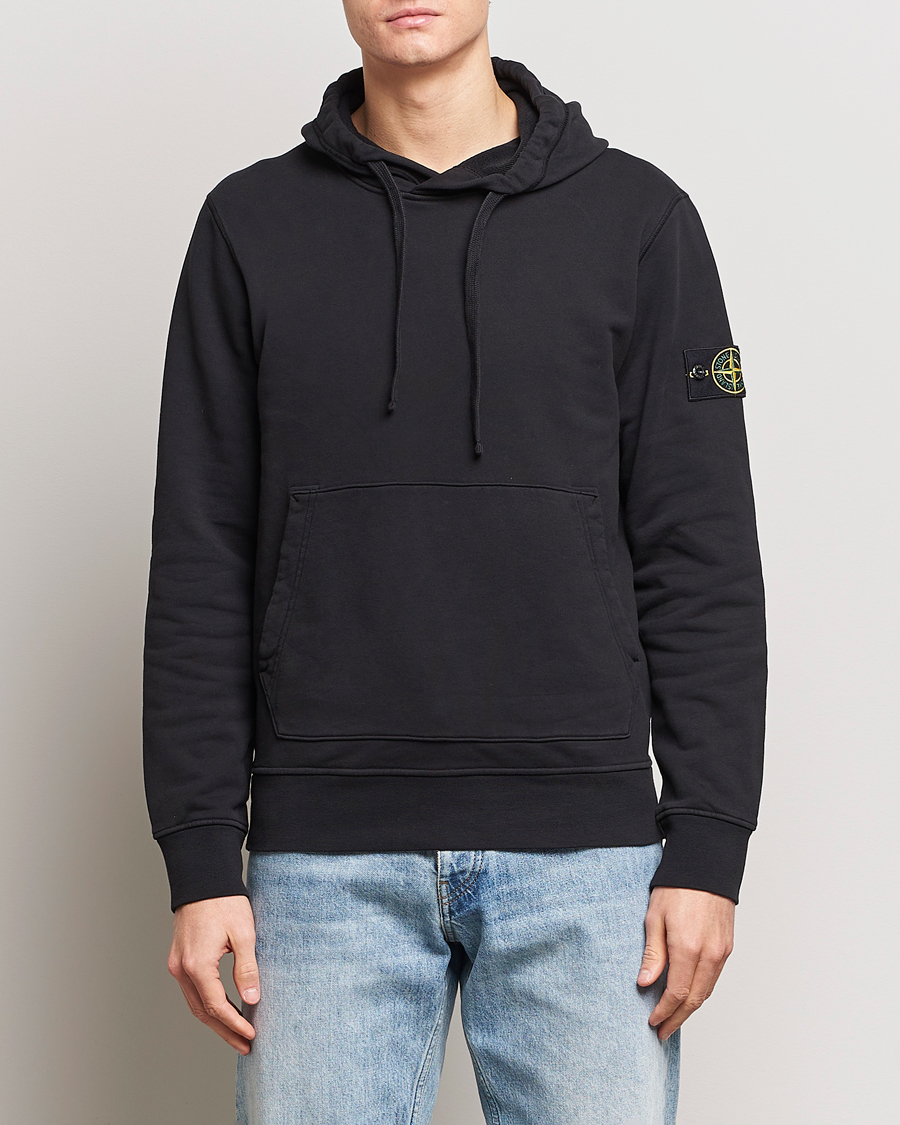 Herr |  | Stone Island | Garment Dyed Cotton Fleece Hood Black