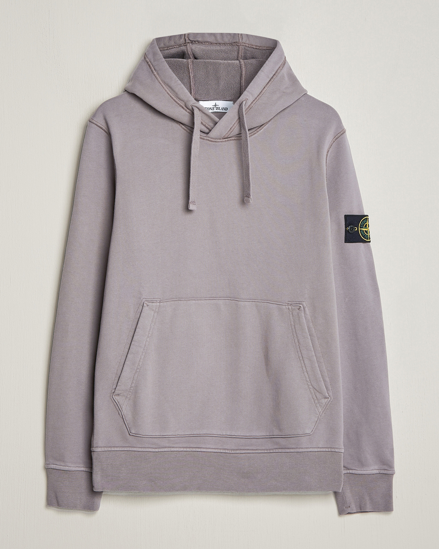 Herr | Tröjor | Stone Island | Garment Dyed Cotton Fleece Hood Dove Grey