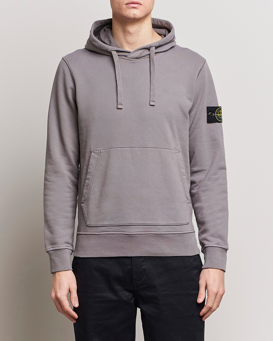 Herr | Tröjor | Stone Island | Garment Dyed Cotton Fleece Hood Dove Grey