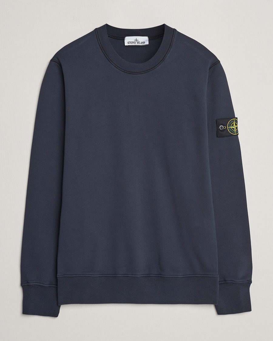 Herr | Tröjor | Stone Island | Garment Dyed Cotton Sweatshirt Navy Blue