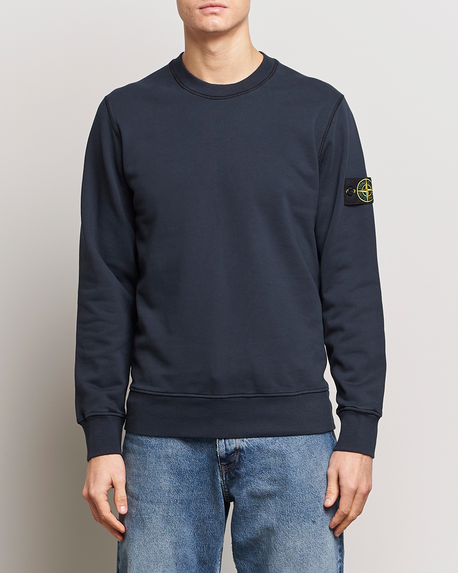 Herr | Tröjor | Stone Island | Garment Dyed Cotton Sweatshirt Navy Blue