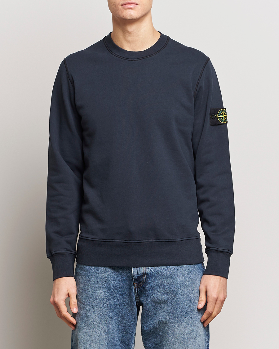 Herr | Sweatshirts | Stone Island | Garment Dyed Cotton Sweatshirt Navy Blue