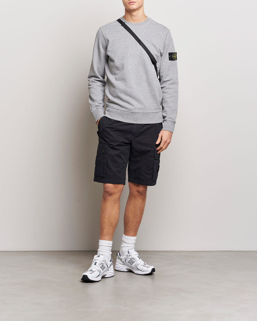 Herr | Tröjor | Stone Island | Garment Dyed Cotton Sweatshirt Melange Grey