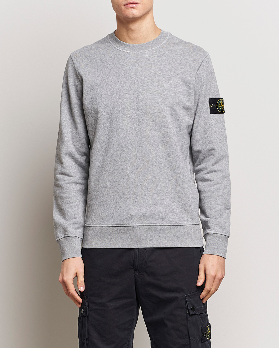 Herr | Tröjor | Stone Island | Garment Dyed Cotton Sweatshirt Melange Grey