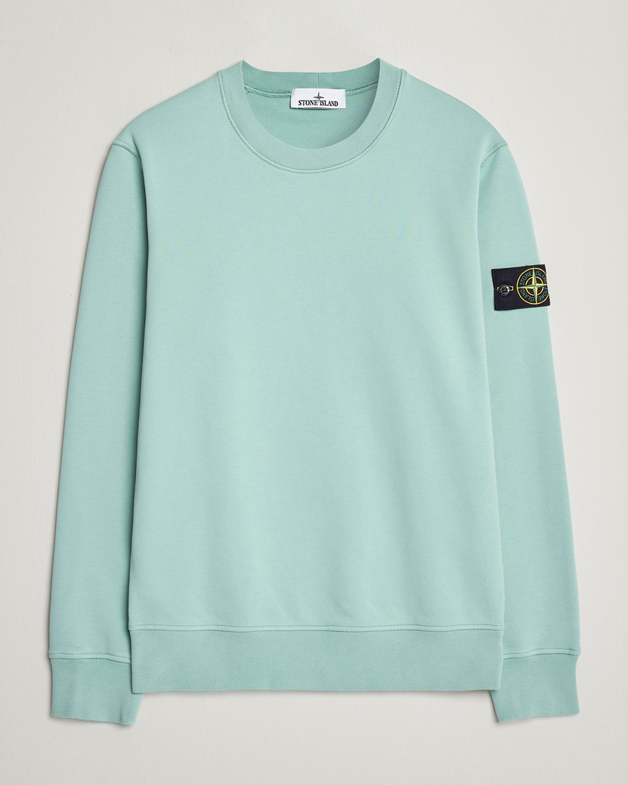 Herr | Tröjor | Stone Island | Garment Dyed Cotton Sweatshirt Light Green