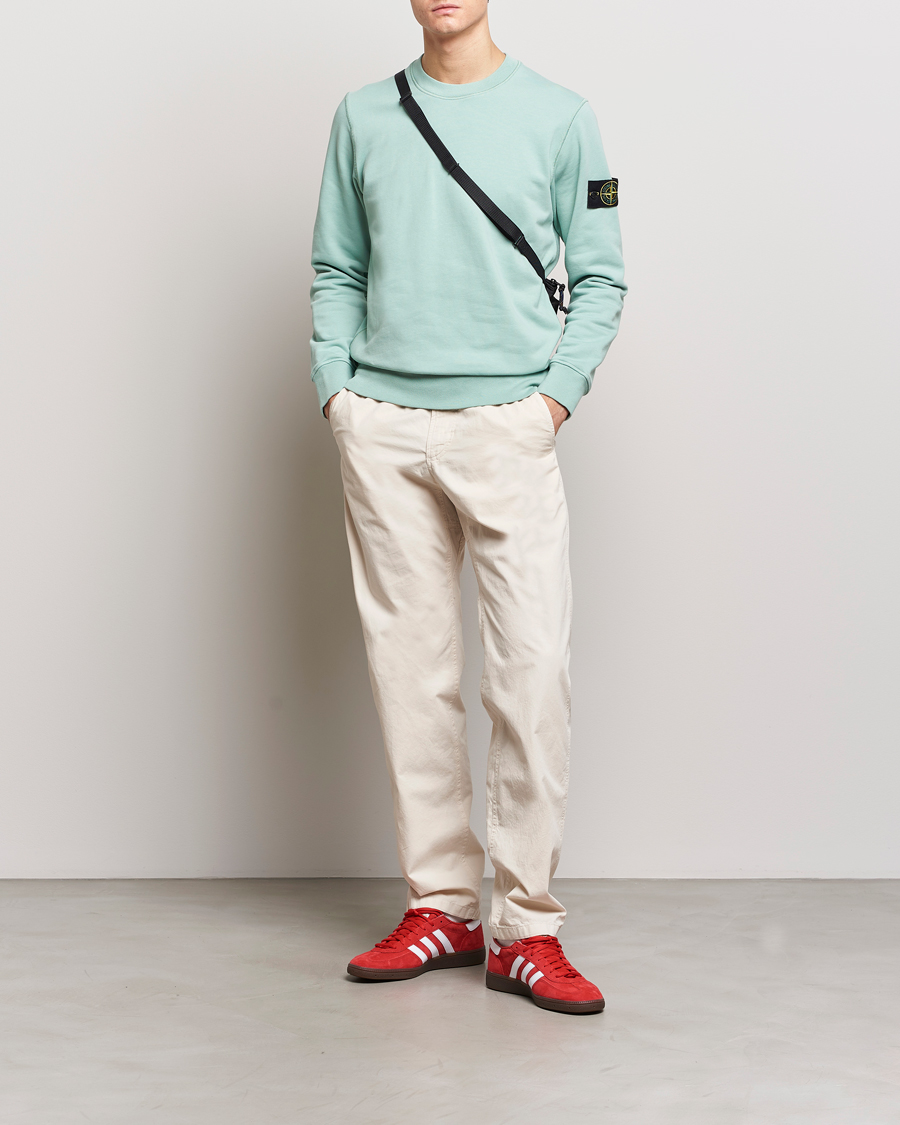 Herr | Tröjor | Stone Island | Garment Dyed Cotton Sweatshirt Light Green