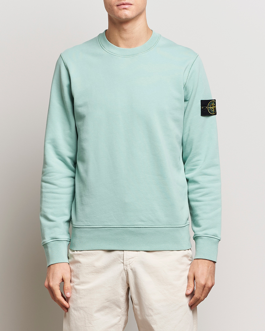 Herr | Stone Island | Stone Island | Garment Dyed Cotton Sweatshirt Light Green