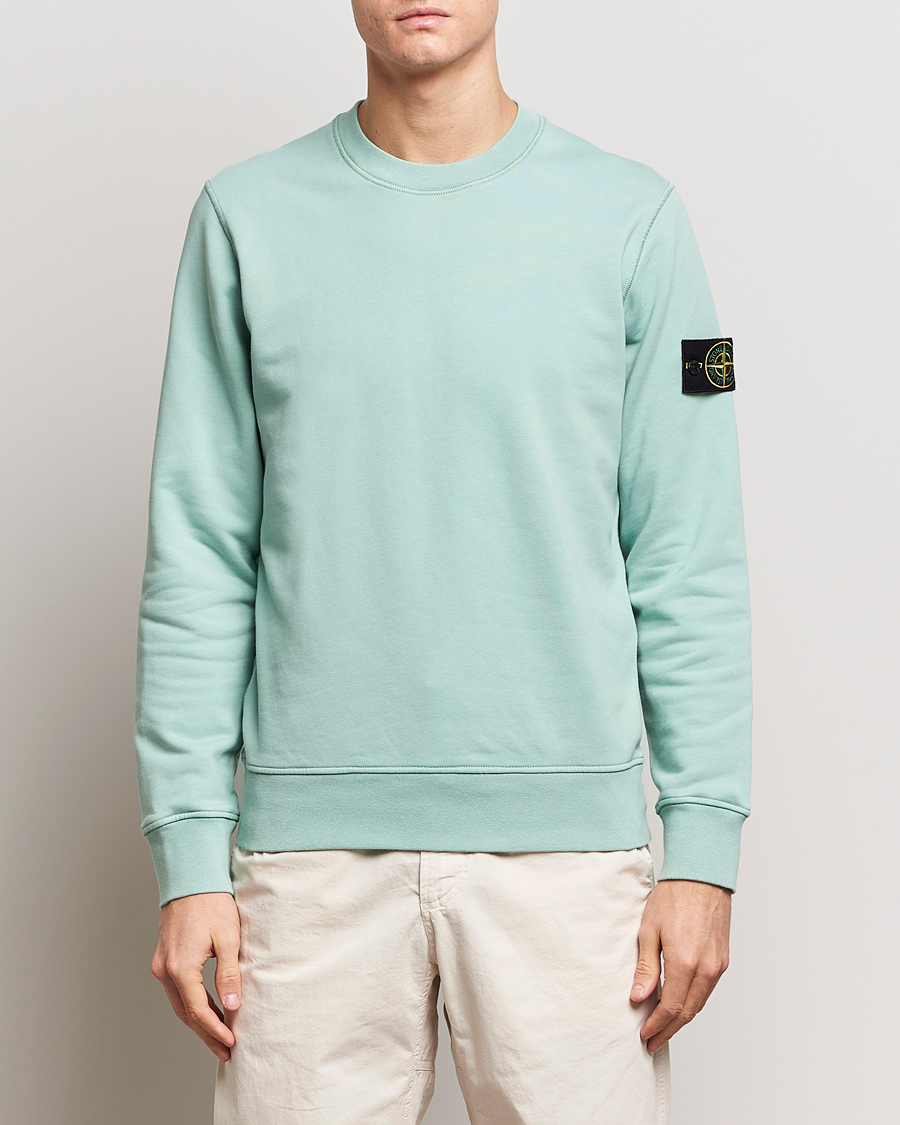 Herr | Tröjor | Stone Island | Garment Dyed Cotton Sweatshirt Light Green