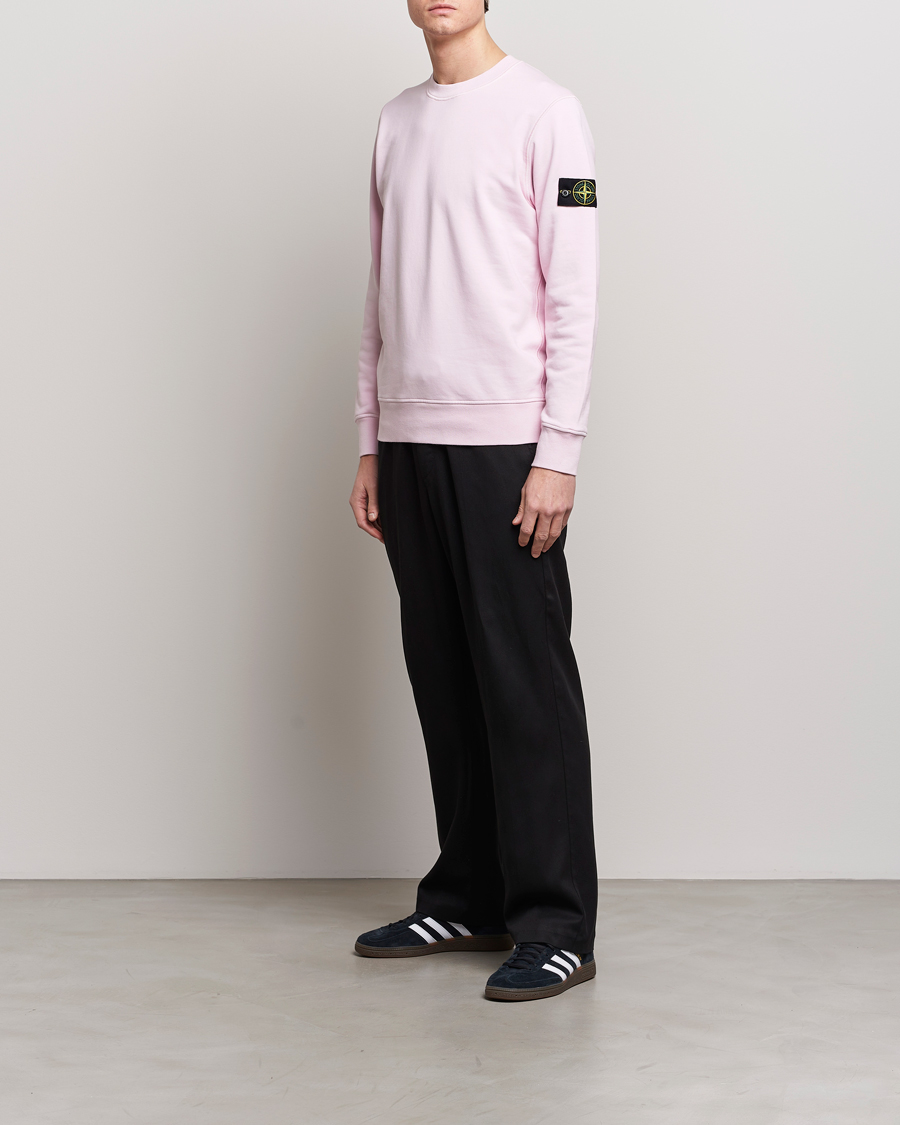 Herr | Tröjor | Stone Island | Garment Dyed Cotton Sweatshirt Pink
