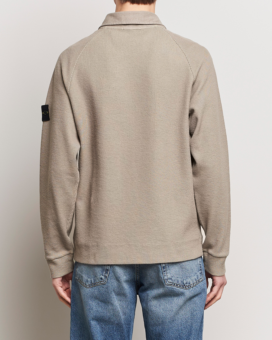 Herr | Tröjor | Stone Island | Cotton Nylon Ribbed Fleece Poloshirt Dove Grey