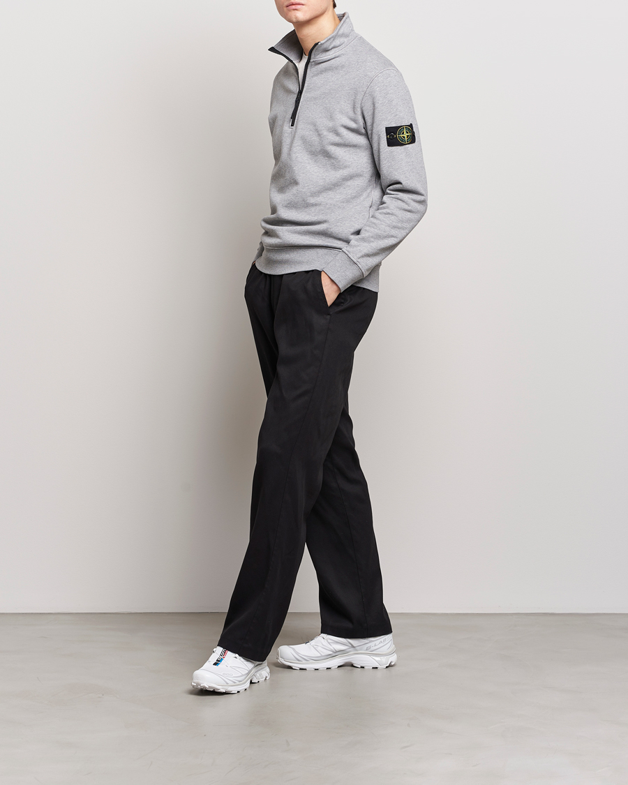 Herr | Tröjor | Stone Island | Garment Dyed Cotton Half Zip Melange Grey