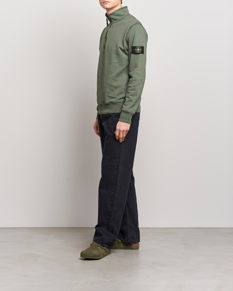 Herr | Tröjor | Stone Island | Garment Dyed Cotton Half Zip Musk