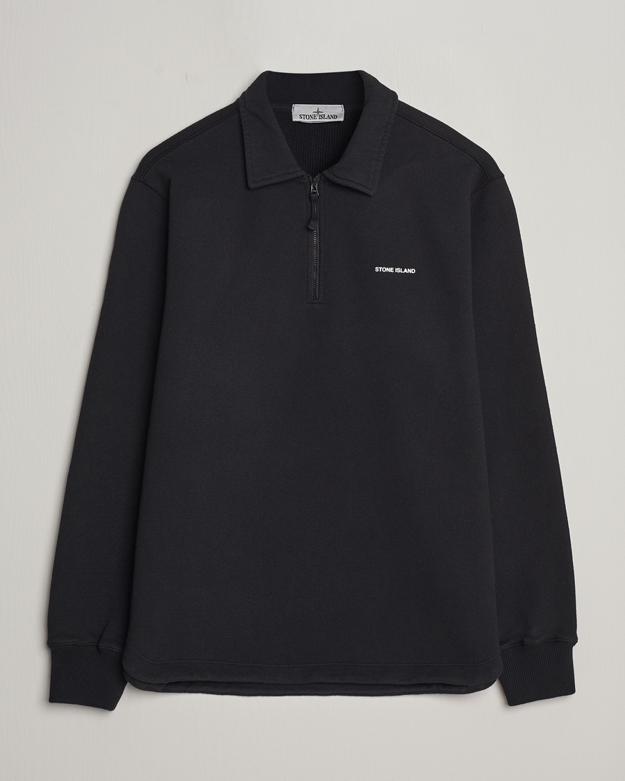 Herr | Tröjor | Stone Island | Heavy Cotton Fleece Half Zip Sweatshirt Black