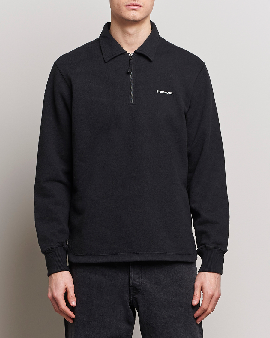 Herre | Tøj | Stone Island | Heavy Cotton Fleece Half Zip Sweatshirt Black