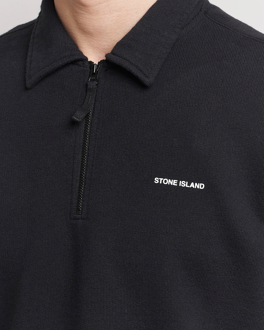 Herr | Tröjor | Stone Island | Heavy Cotton Fleece Half Zip Sweatshirt Black