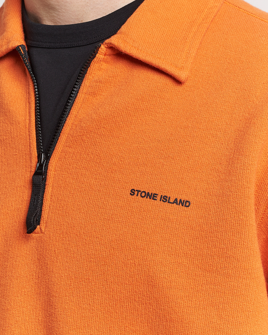 Herr | Tröjor | Stone Island | Heavy Cotton Fleece Half Zip Sweatshirt Orange