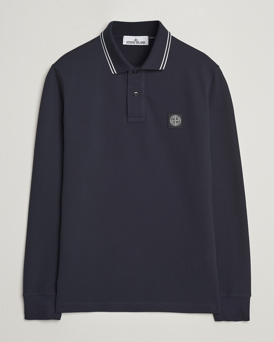 Herr | Tröjor | Stone Island | Organic Cotton Stretch Pique Navy Blue