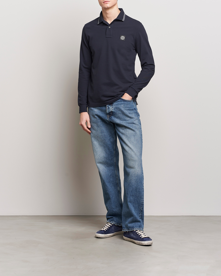 Herr | Tröjor | Stone Island | Organic Cotton Stretch Pique Navy Blue