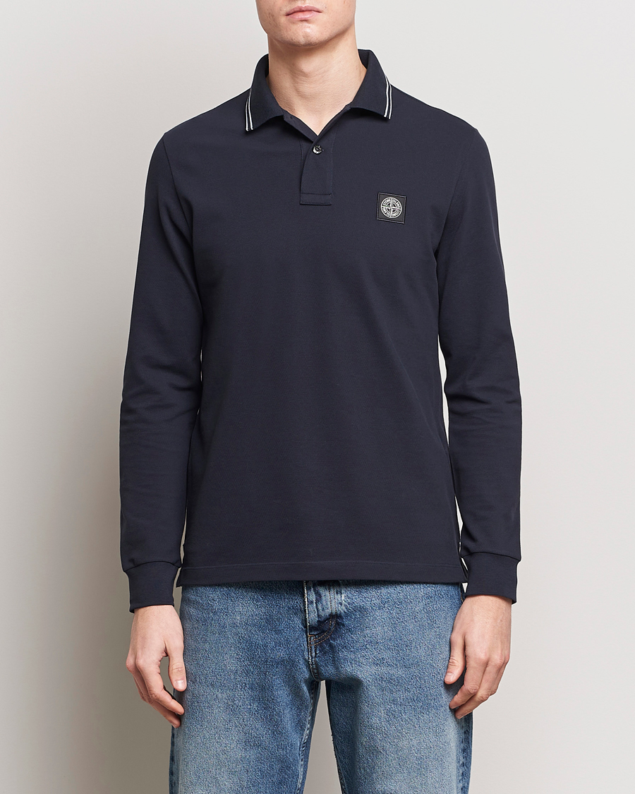 Herr | Tröjor | Stone Island | Organic Cotton Stretch Pique Navy Blue