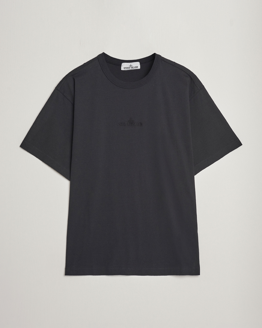 Herr | T-Shirts | Stone Island | Organic Cotton Fissato Effect Center Logo T-Shirt Black