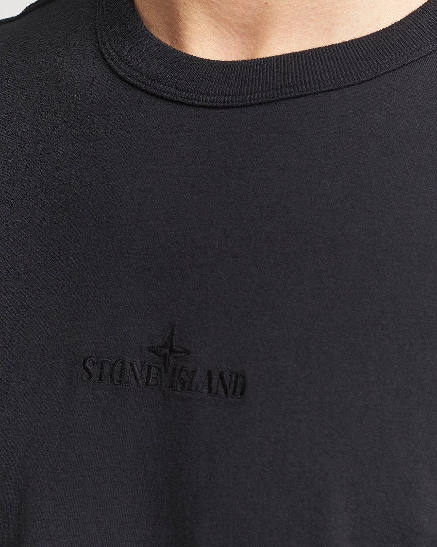 Herr | T-Shirts | Stone Island | Organic Cotton Fissato Effect Center Logo T-Shirt Black