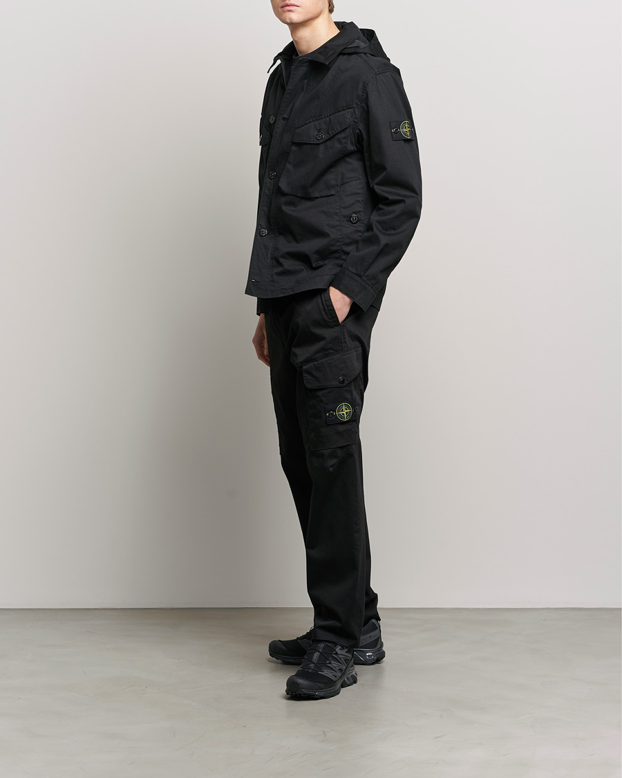 Herr | Byxor | Stone Island | Stretch Satin Cargo Pants Black