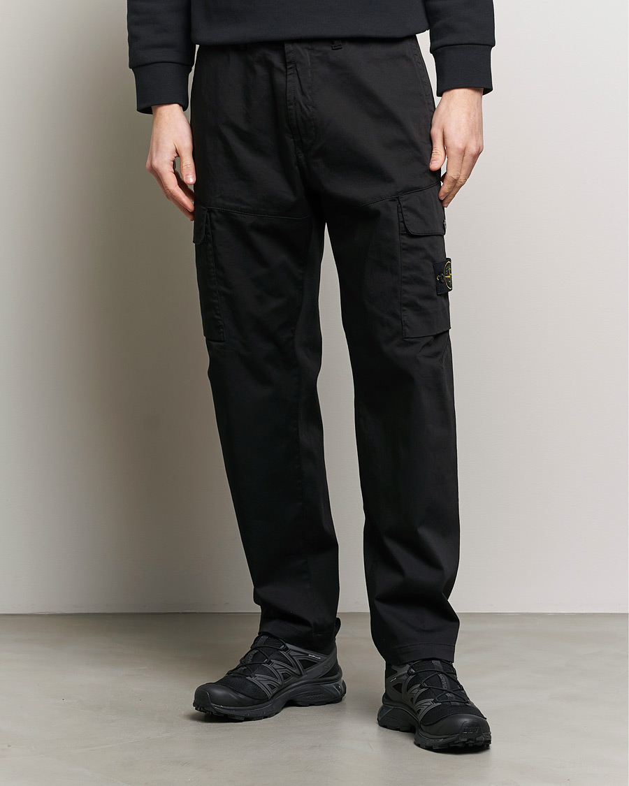 Herr | Cargobyxor | Stone Island | Stretch Satin Cargo Pants Black