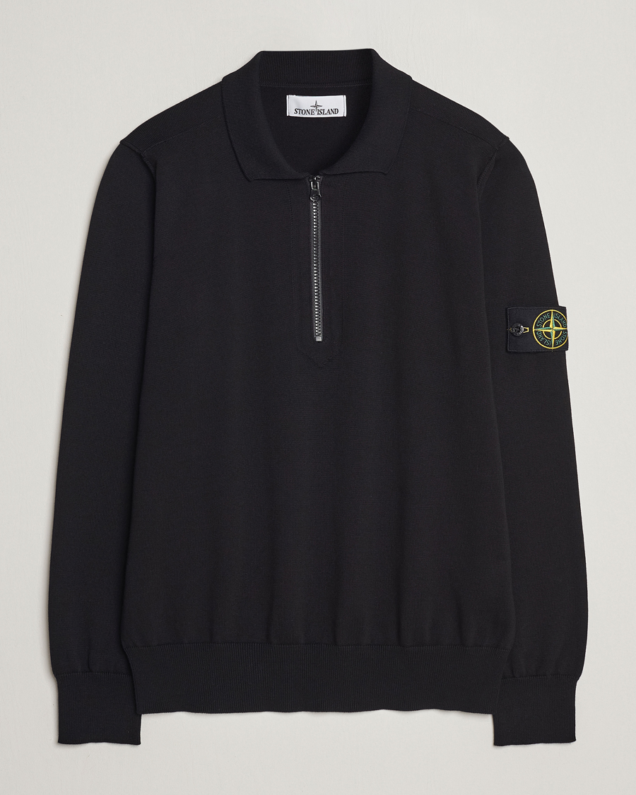 Herr | Tröjor | Stone Island | Organic Cotton Half Zip Poloshirt Black