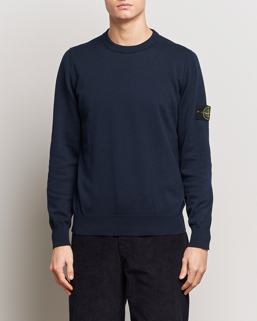 Herr | Tröjor | Stone Island | Soft Organic Cotton Crew Neck Navy Blue