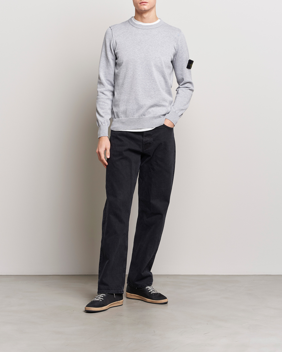 Herr | Tröjor | Stone Island | Soft Organic Cotton Crew Neck Dark Grey Melange