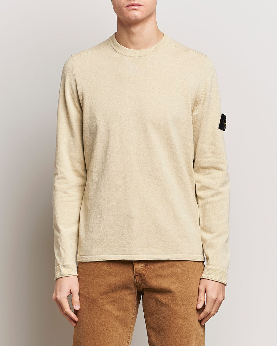 Herre | Stone Island | Stone Island | Raw Hand Organic Cotton Crew Neck Natural Beige