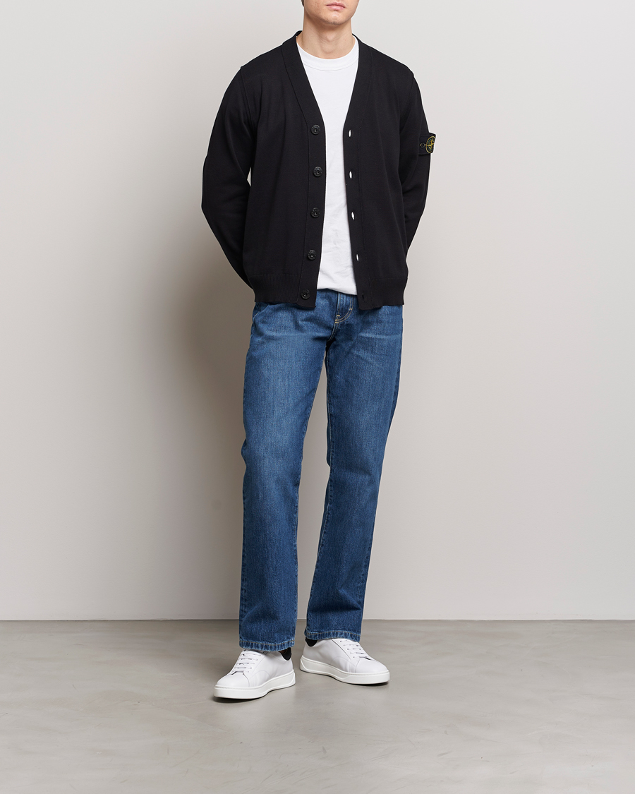 Herr | Tröjor | Stone Island | Soft Organic Cotton Cardigan Black