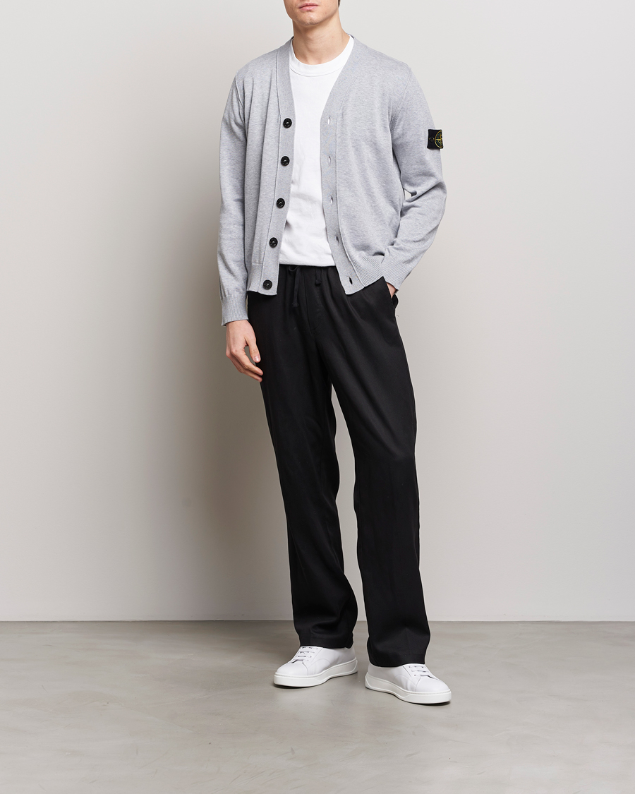 Herr | Tröjor | Stone Island | Soft Organic Cotton Cardigan Dark Grey Melange