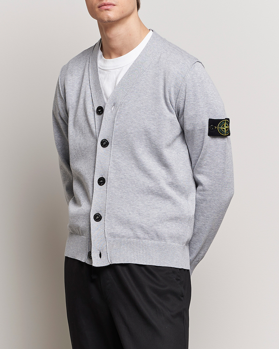 Herr | Tröjor | Stone Island | Soft Organic Cotton Cardigan Dark Grey Melange