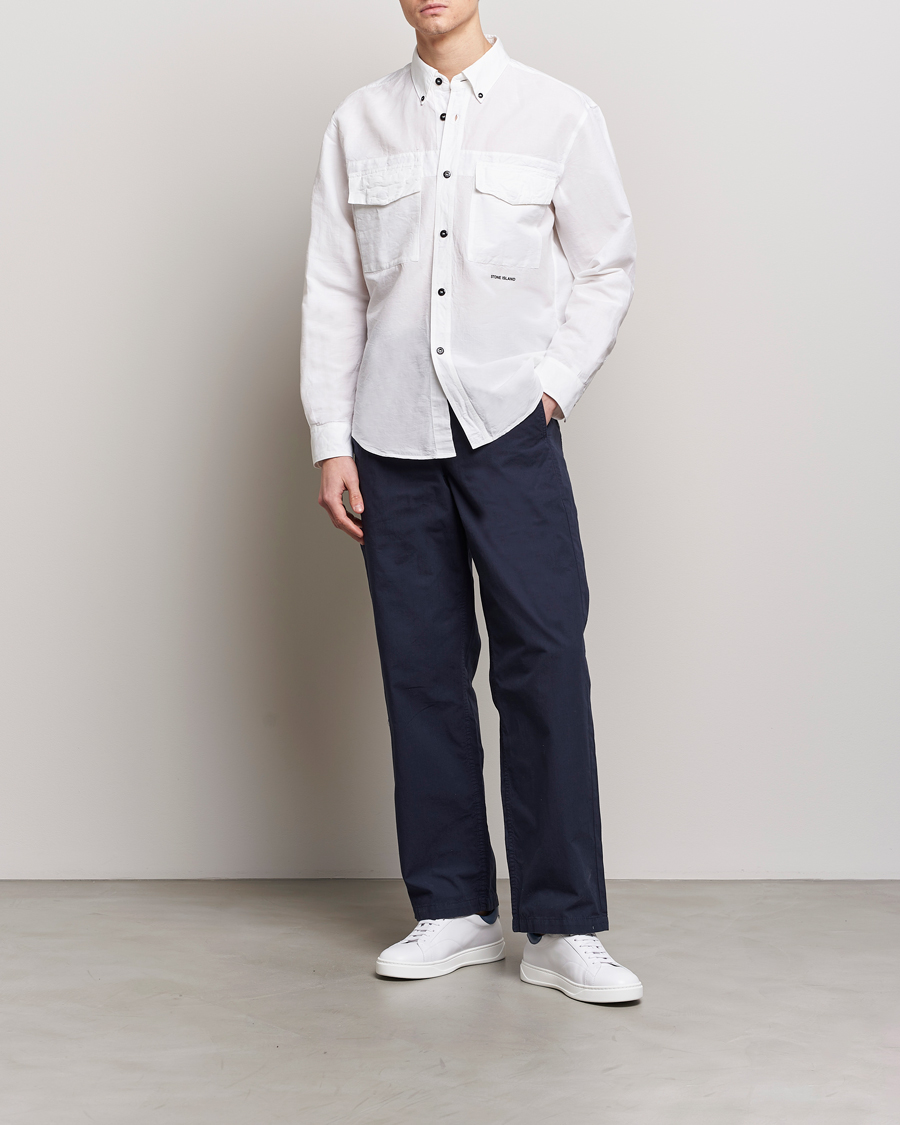 Herr | Skjortor | Stone Island | Cotton/Hemp Pocket Overshirt White