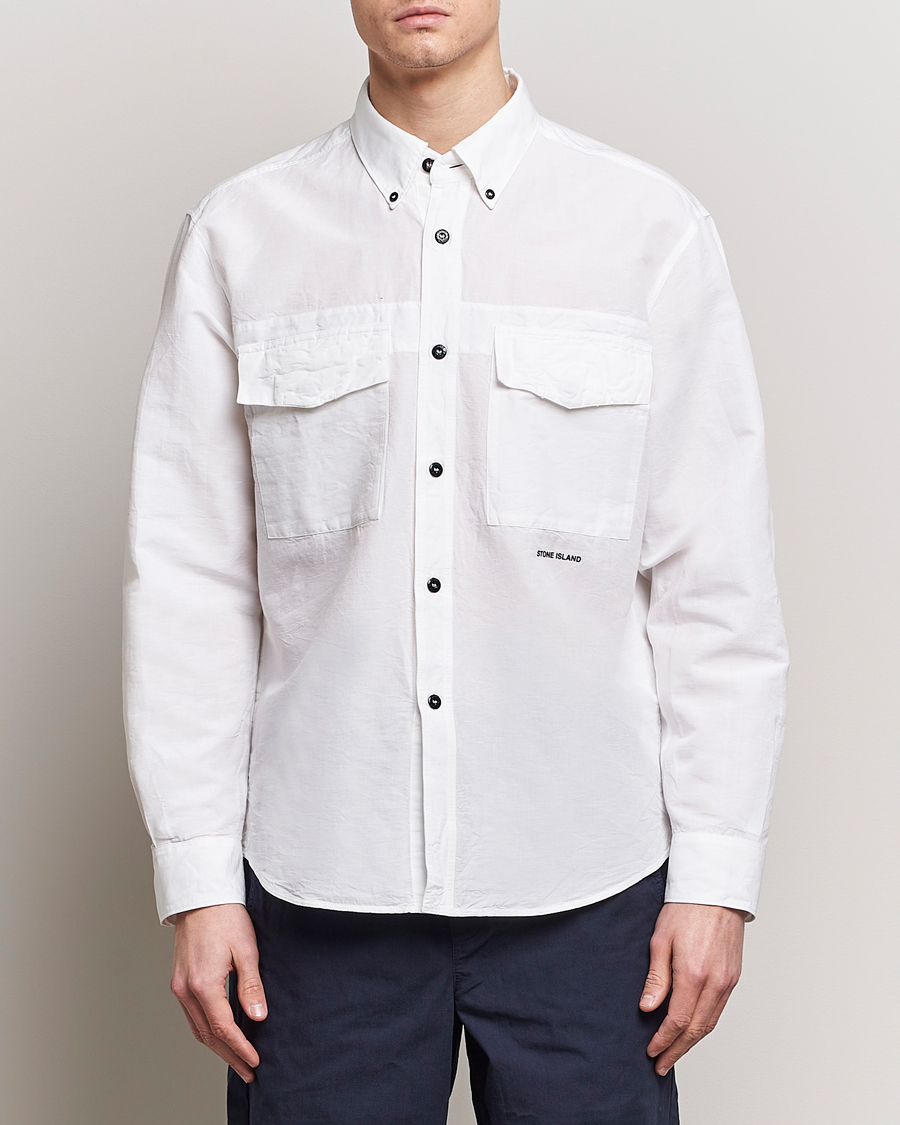 Herr | Skjortor | Stone Island | Cotton/Hemp Pocket Overshirt White