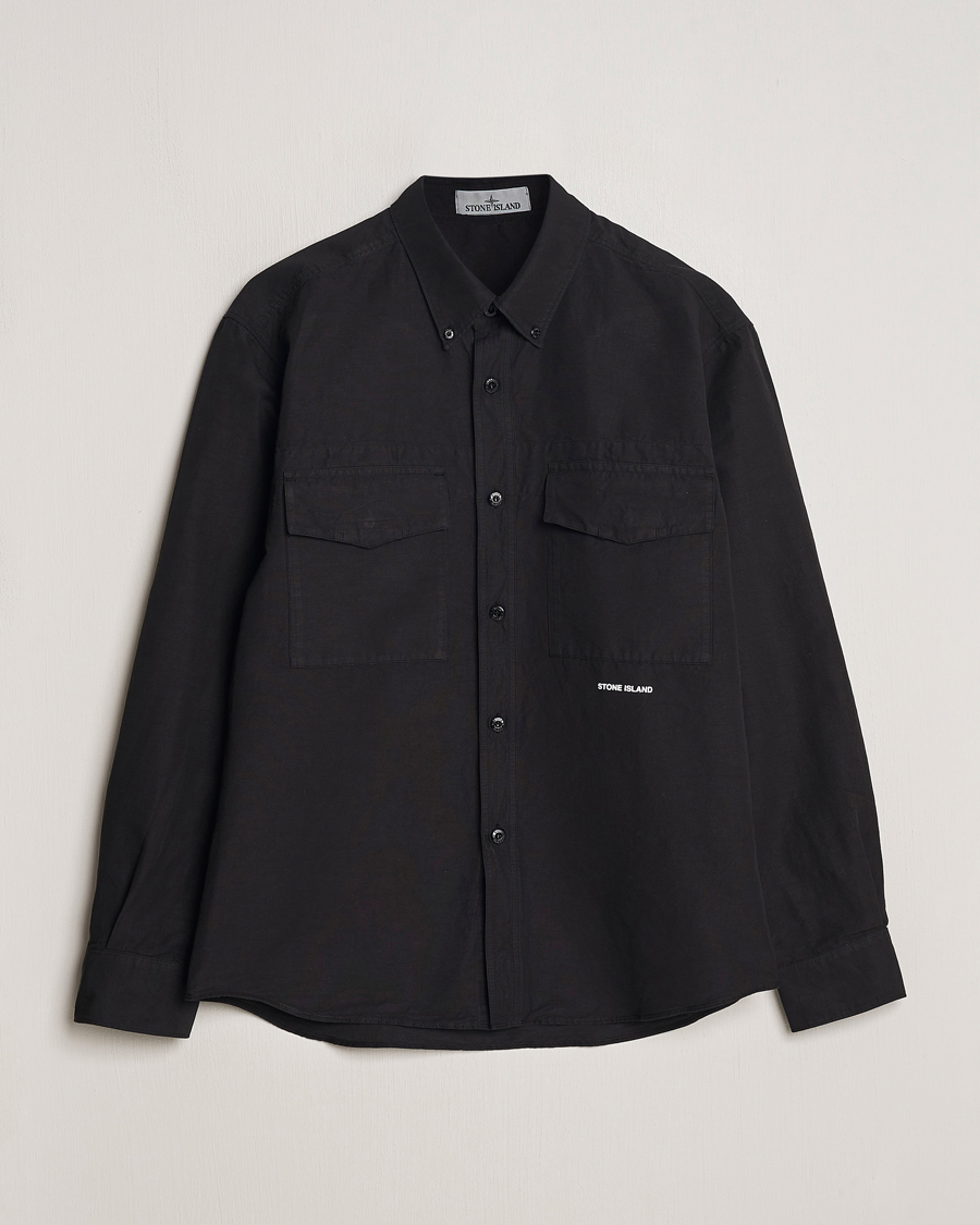 Herr | Skjortor | Stone Island | Cotton/Hemp Pocket Overshirt Black