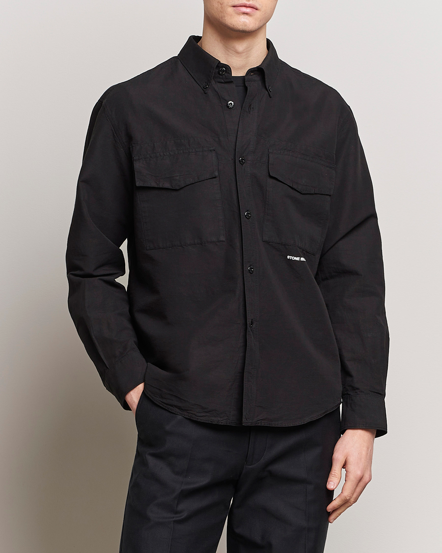 Herre |  | Stone Island | Cotton/Hemp Pocket Overshirt Black