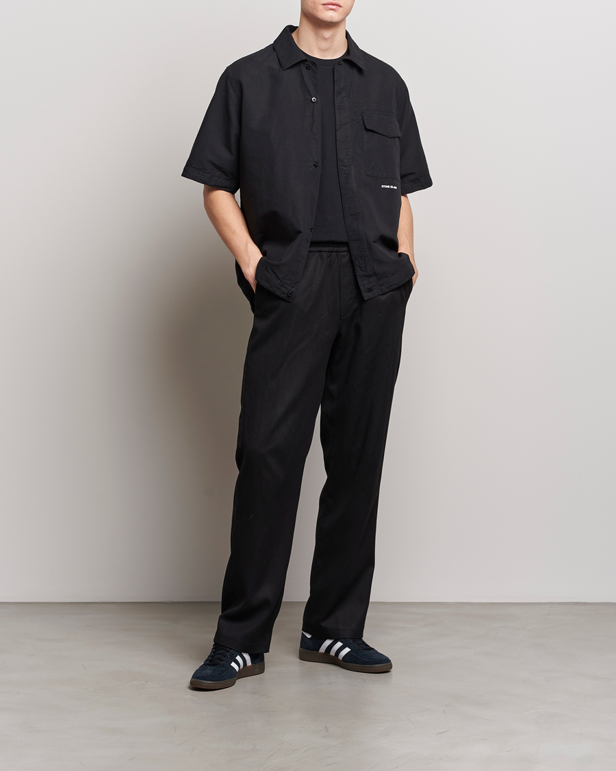 Herr | Skjortor | Stone Island | Cotton/Hemp Short Sleeve Shirts Black