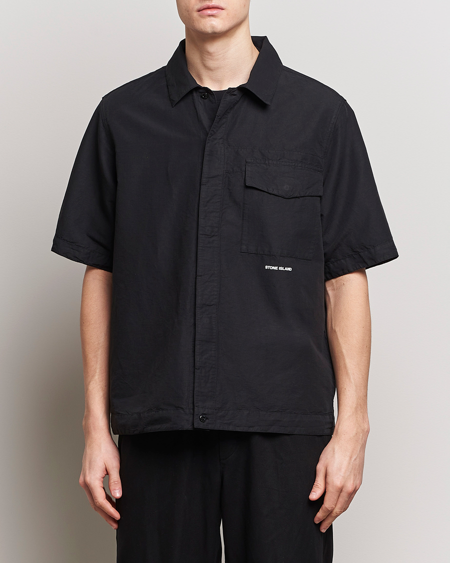 Herre | Stone Island | Stone Island | Cotton/Hemp Short Sleeve Shirts Black