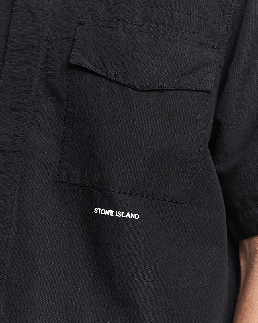 Herr | Skjortor | Stone Island | Cotton/Hemp Short Sleeve Shirts Black