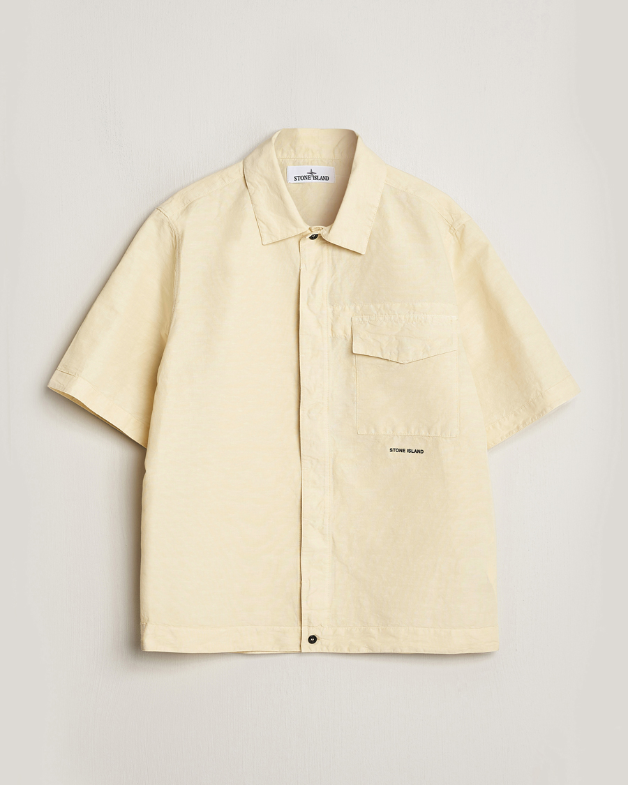 Herr | Skjortor | Stone Island | Cotton/Hemp Short Sleeve Shirts Beige