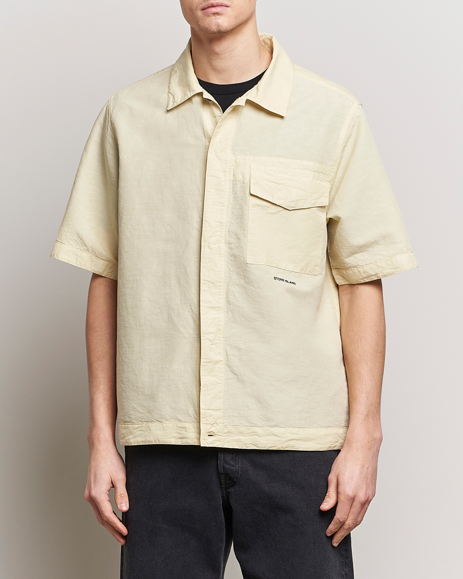 Herr | Skjortor | Stone Island | Cotton/Hemp Short Sleeve Shirts Beige