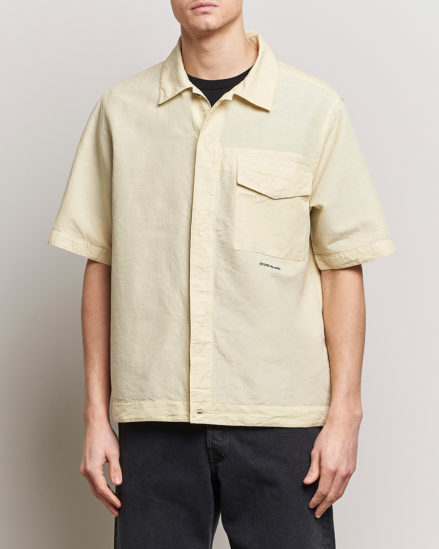 Herre | Tøj | Stone Island | Cotton/Hemp Short Sleeve Shirts Beige