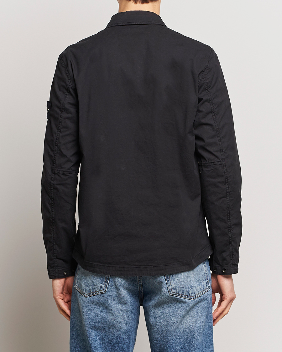 Herr | Skjortor | Stone Island | Cotton Twill Stretch Zip Overshirt Black