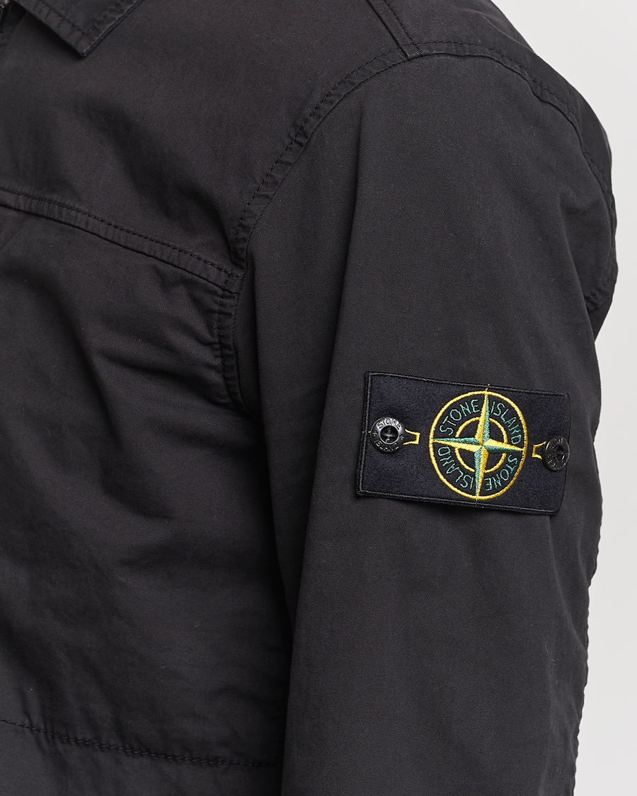 Herr | Skjortor | Stone Island | Cotton Twill Stretch Zip Overshirt Black
