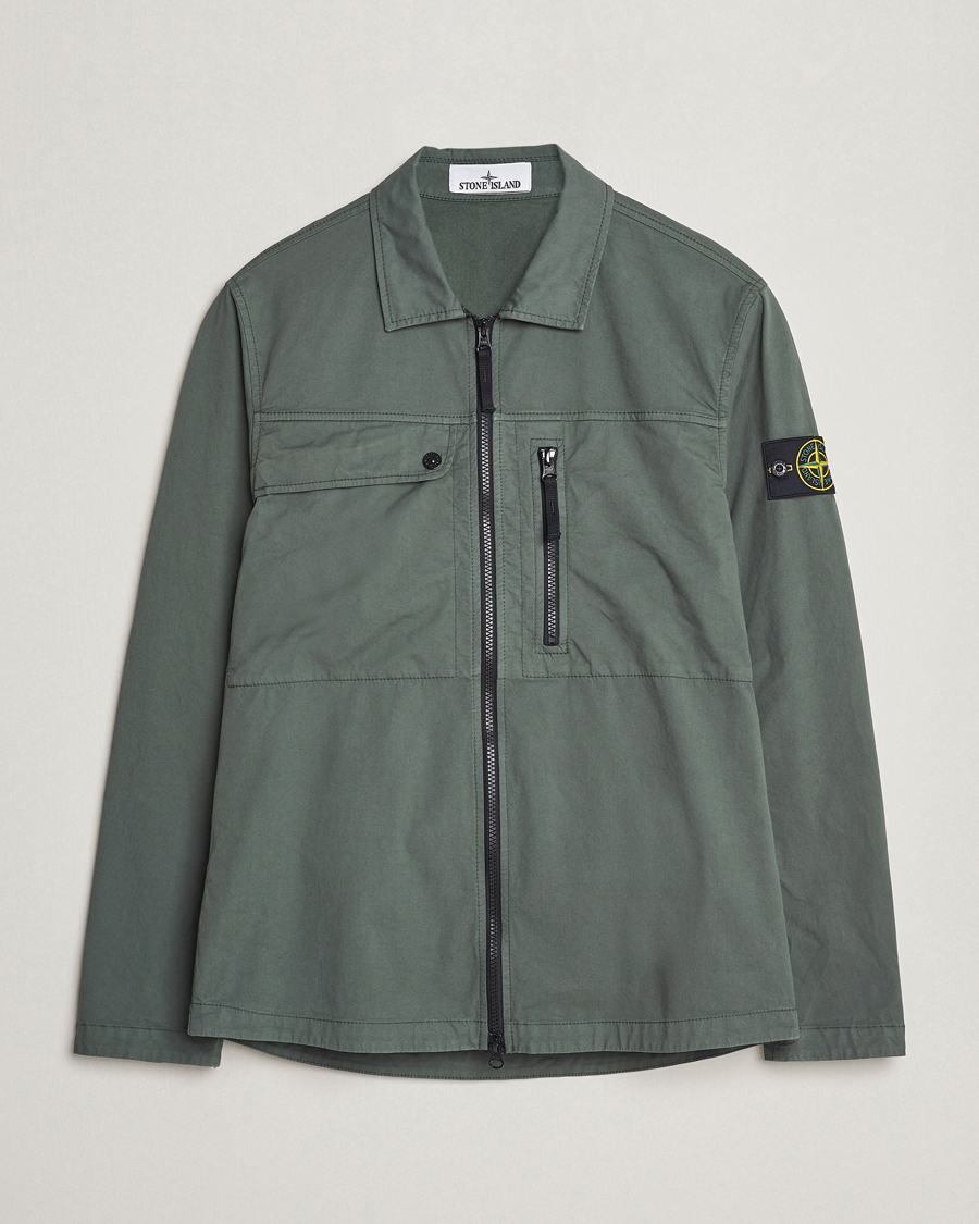 Herr | Skjortor | Stone Island | Cotton Twill Stretch Zip Overshirt Musk