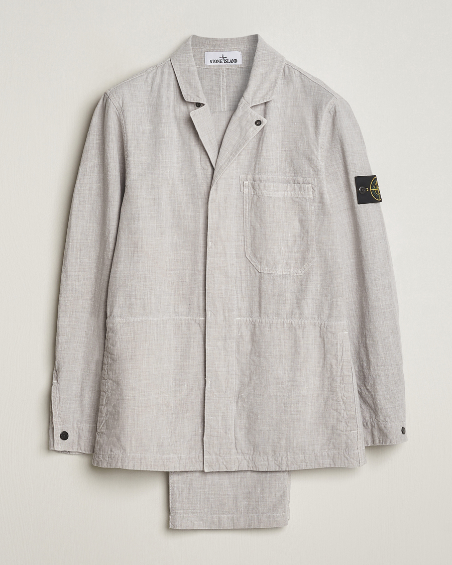 Herr | Kostymer | Stone Island | Linen Nylon Relaxed Suit Dove Grey