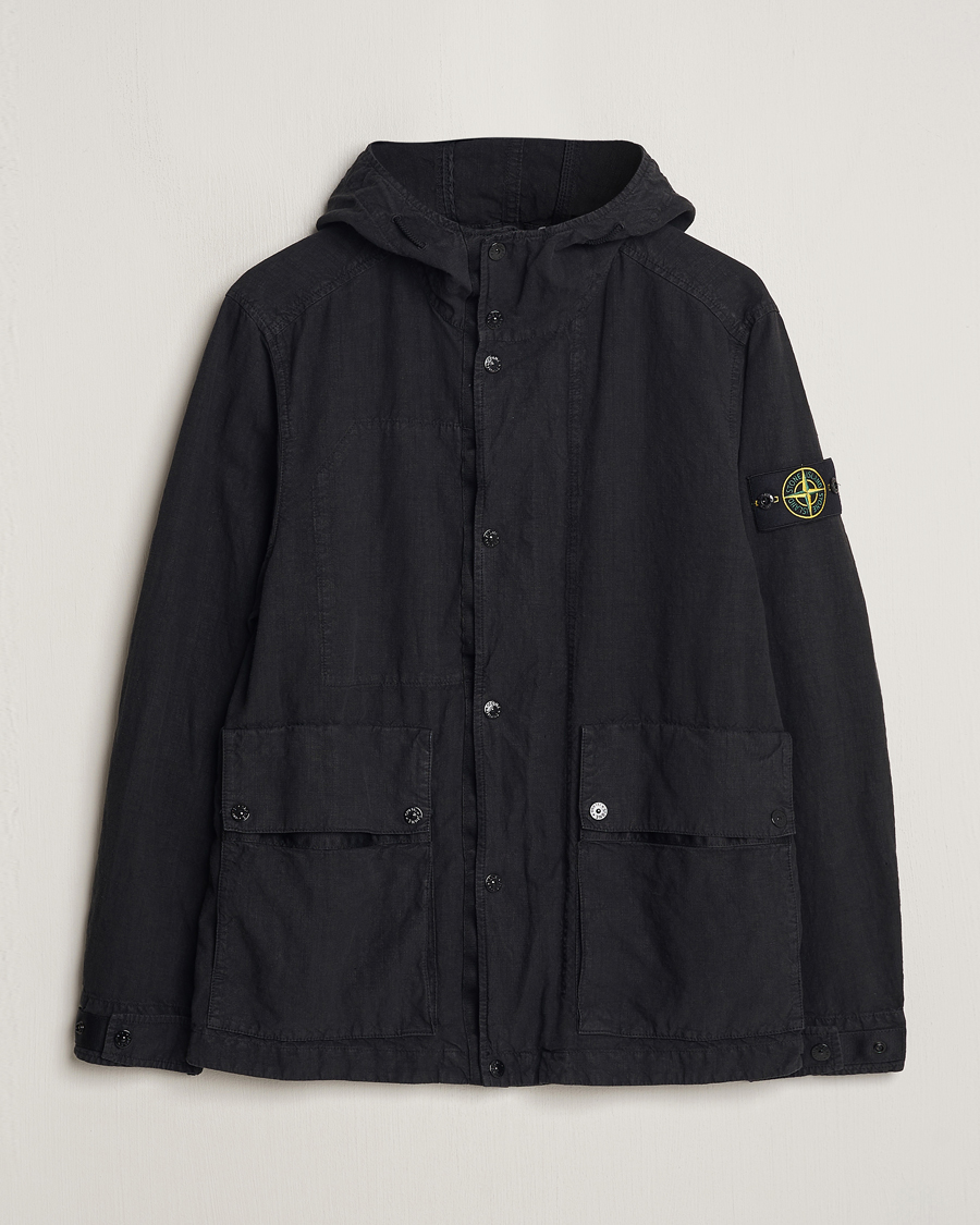 Herr | Jackor | Stone Island | Linen Nylon Hooded Jacket Black