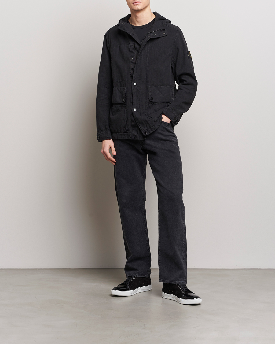 Herr | Jackor | Stone Island | Linen Nylon Hooded Jacket Black